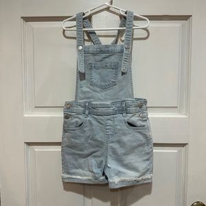 Cat & Jack Girls Jean SUPER STRETCH Shortalls Bib Overall Jean Shorts Sz 6
